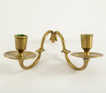 A Swedish Gustavian two-light mirror sconce by Nils Meunier (master in Stockholm 1754-1797).