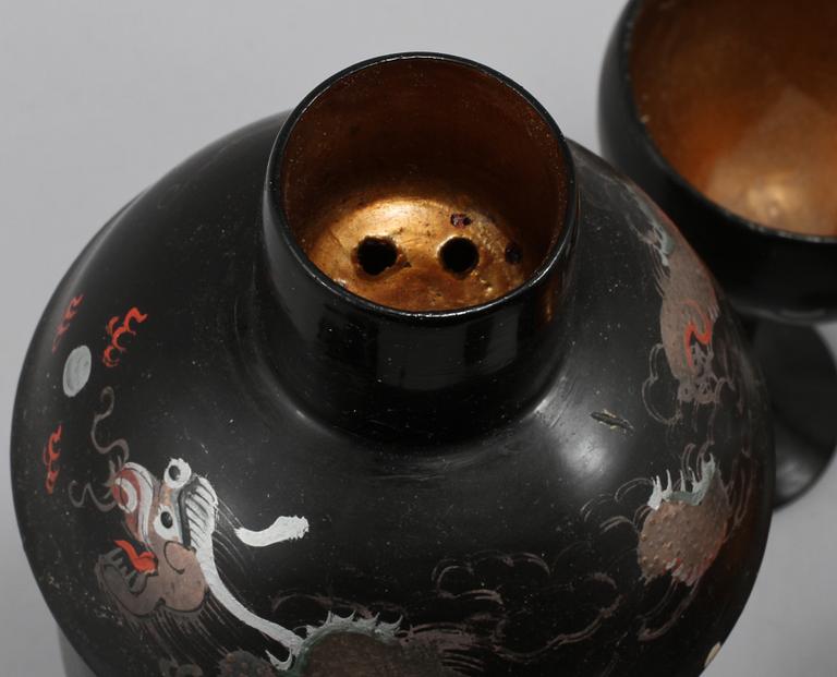 COCKTAILSET, 8 delar, bemålat trä, Kina, 1900-tal.