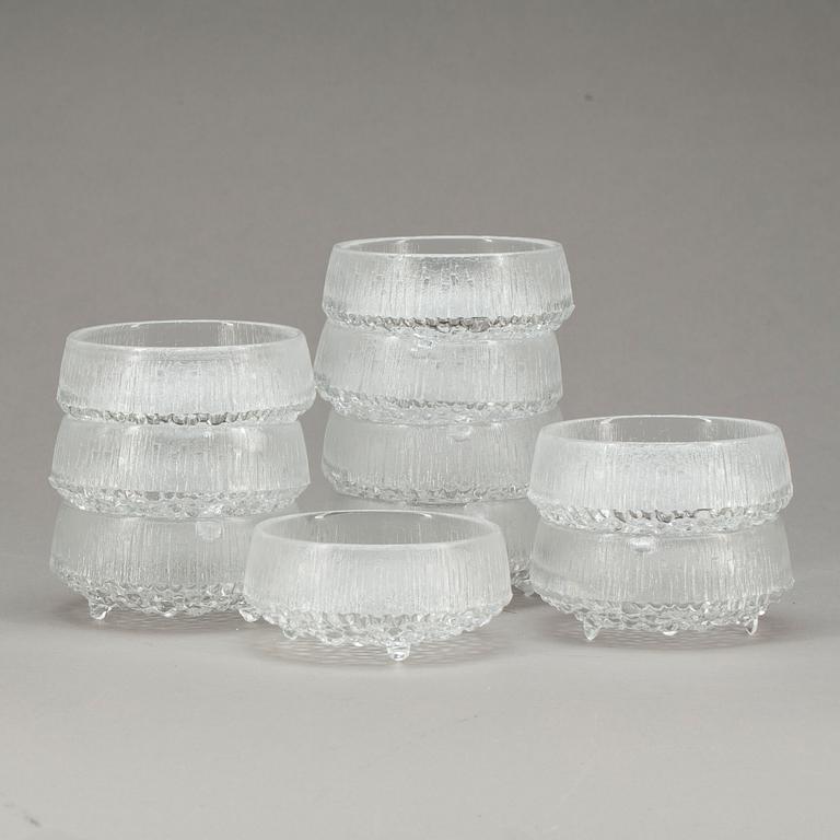 EFTERRÄTTSSKÅLAR, 10 st, glas, "Ultima Thule", Tapio Wirkkala, Iittala.