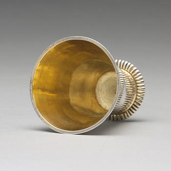 A Swedish 18th century parcel-gilt silver beaker, mark of Johan Ek, Gävle 1735.