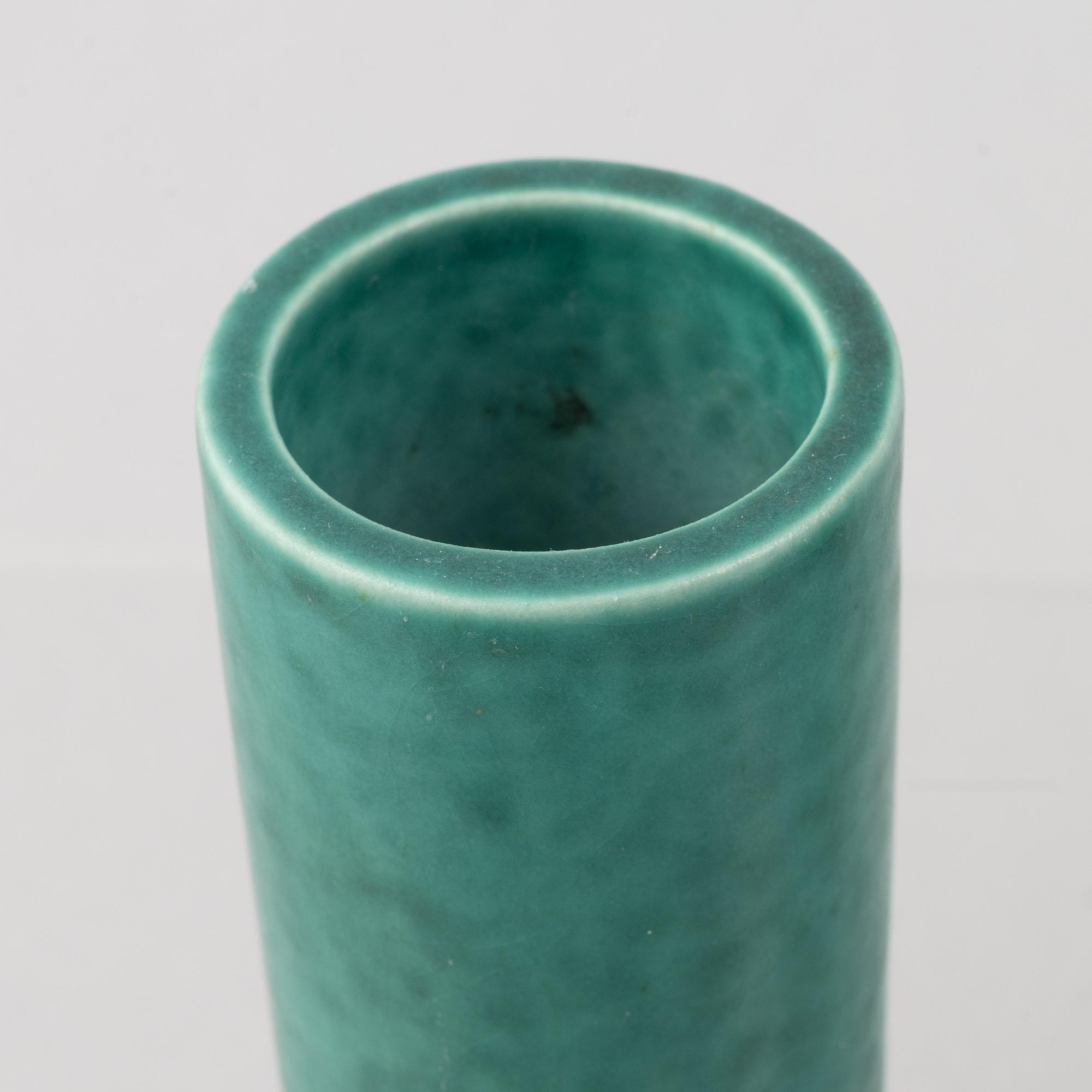 Wilhelm Kåge, vaser, 3 st och ask, stengods, "Argenta", Gustavsberg.