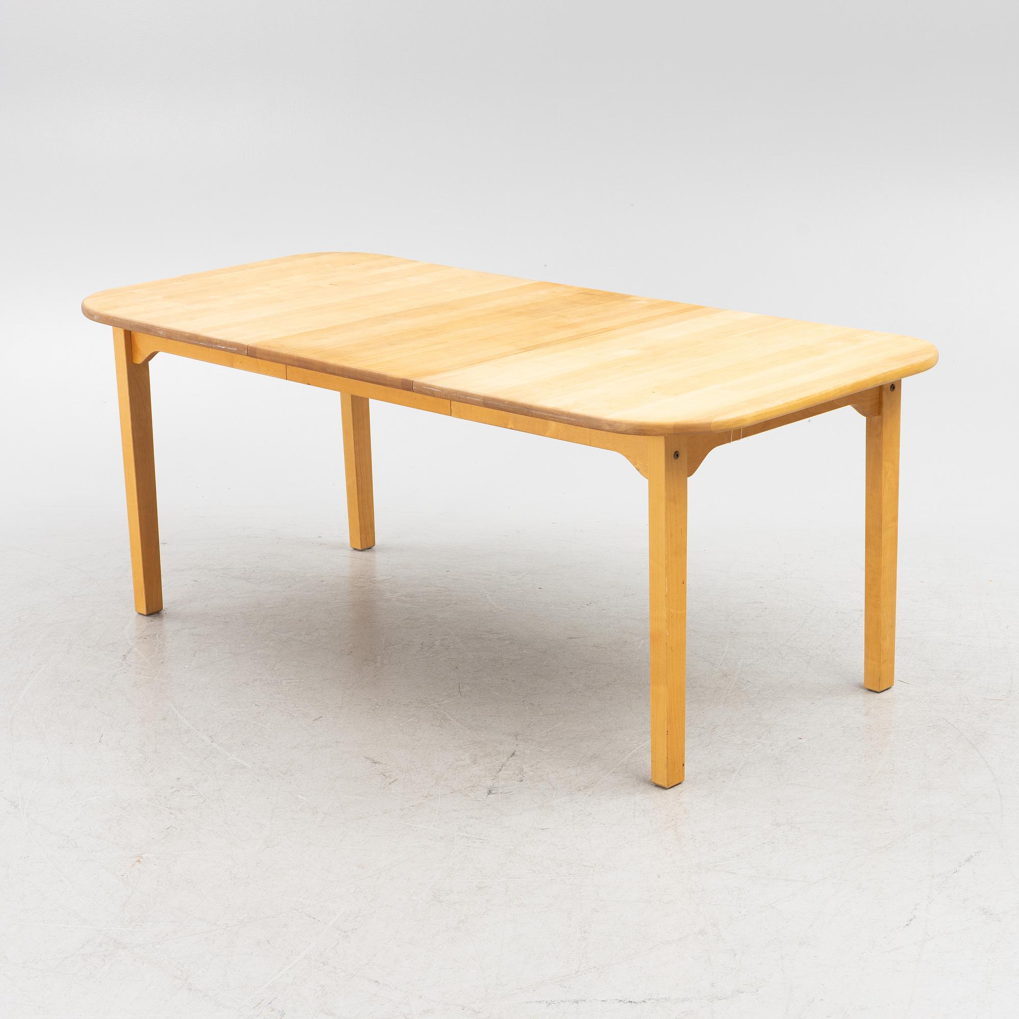 Carl Malmsten, six 'Lilla Åland' chairs, Stolab, 1990-92. Dining table, Stolab, 1989.