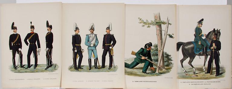 FÄRGLITOGRAFIER, 8 st, sent 1800-tal.