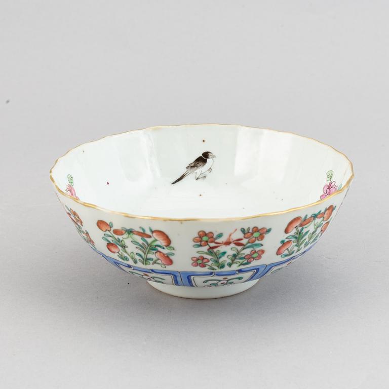 A Chinese famille rose porcelain bowl a dragon and peacock dish and a pair of famille rose dishes, 20th century.