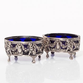 A. Louis Casse, salt cellars, a pair, silver, Paris, 1784.