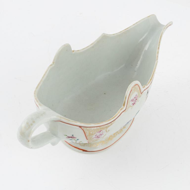 A famille rose sauce boat, Qing dynasty, 18th Century.