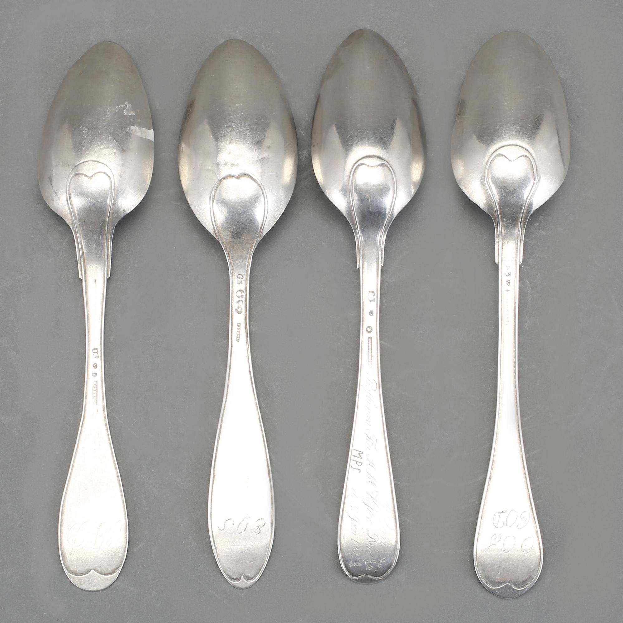MATSKEDAR, 4 st, silver, bland annat Stephan Westerstråhle, Stockholm 1809. 1800-tal. Vikt ca 435 gram.