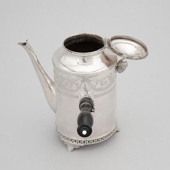 A Swedish Late Gustavian Silver Coffee Pot, mark of Olof Hellbom, Stockholm 1798.
