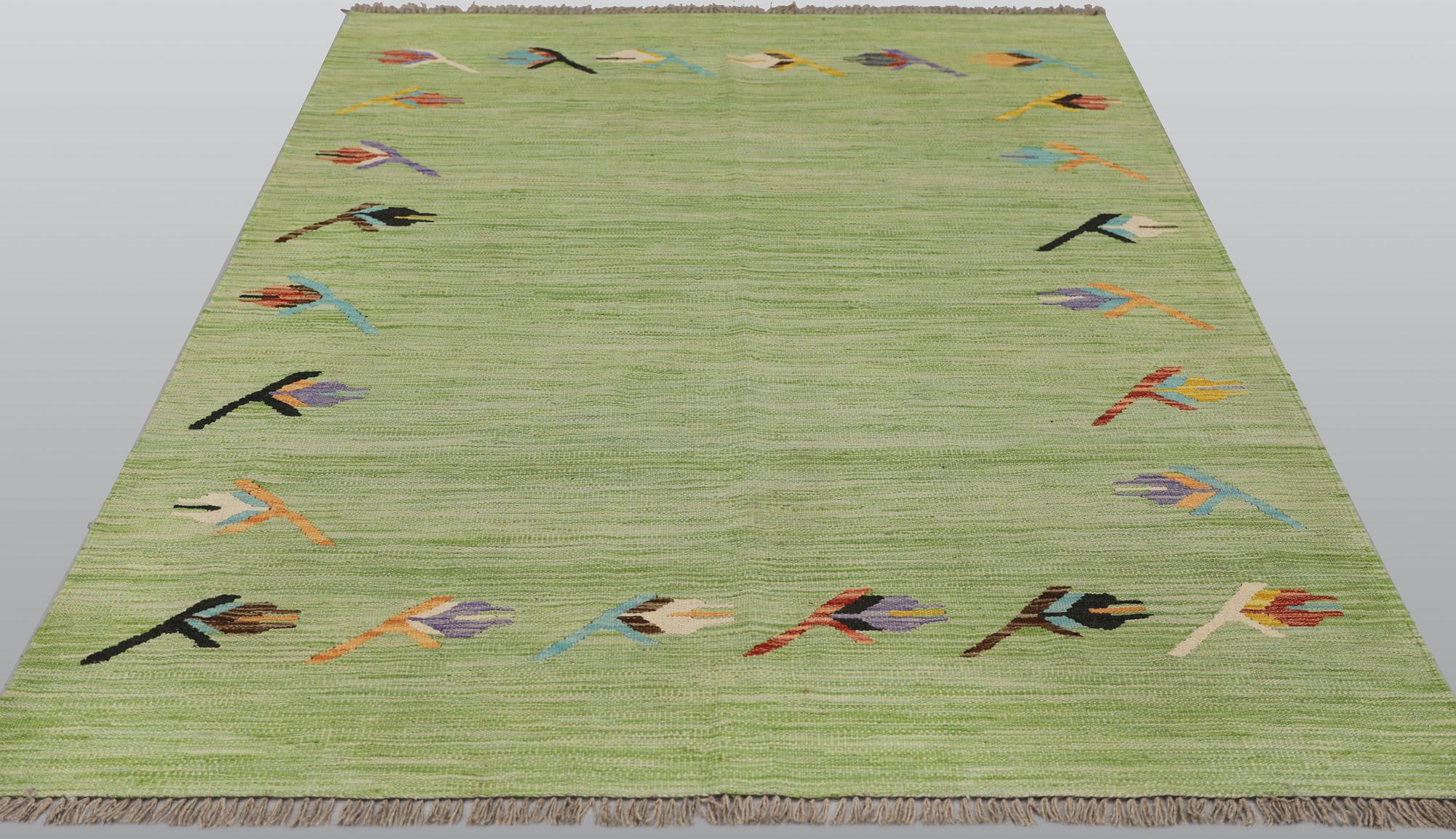 A Kilim rug, modern design, approx. 202 x 155 cm.