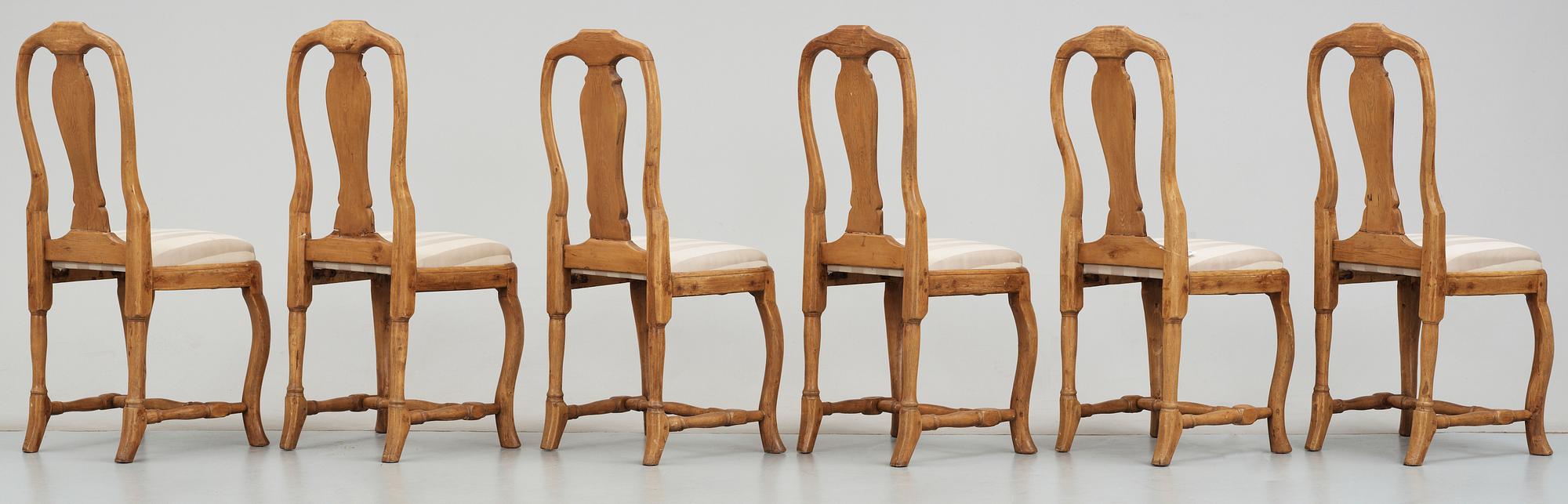 STOLAR, 6 st, rokoko, provins, 1700-talets andra hälft.