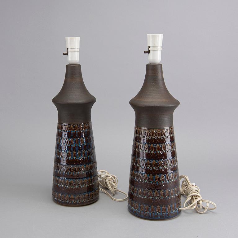 A pair of second half of the 20th century stoneware Söholm ceramics table lamps.