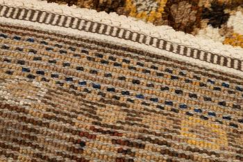 Barbro Nilsson, Barbro Nilsson, a carpet, "Bankrabatten brun", knotted pile, ca 205,5  x 202 cm. Signed AB MMF BN.