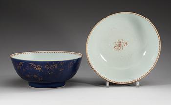 A pair of powder blue punch bowls, Qing dynasty, Qianlong (1736-95).