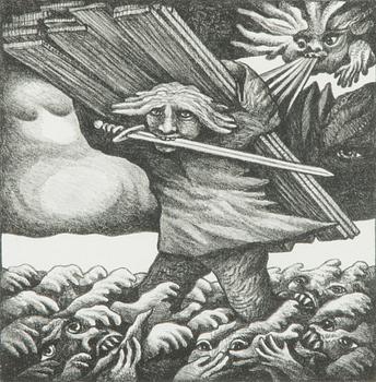 Jüri Arrak, lithograph, signed with dedication and dated -82.