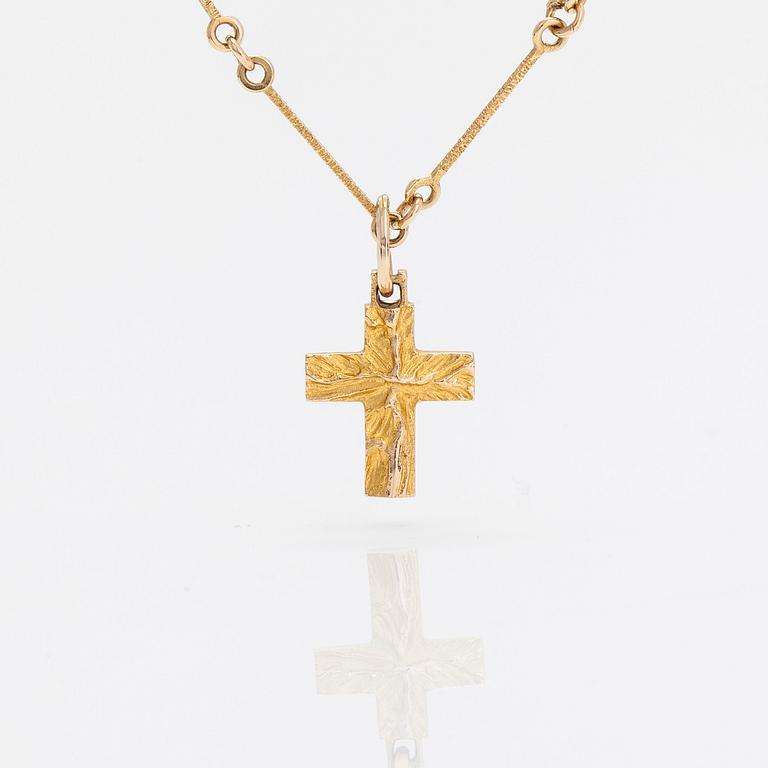 Björn Weckström, a 14K gold 'Small cross' necklace, Lapponia 1982.