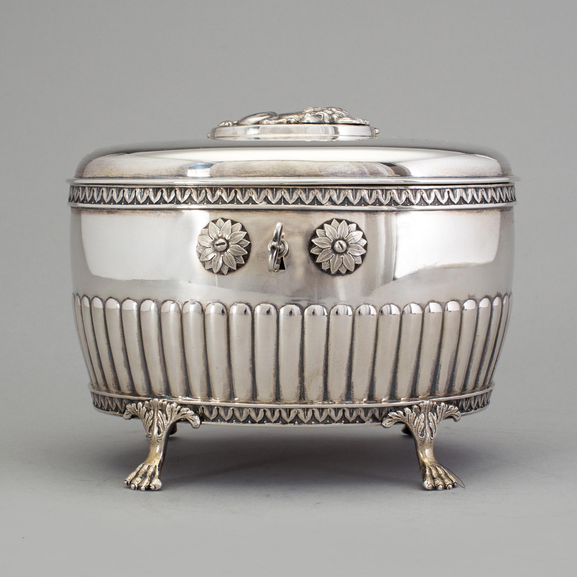 A silver sugar bowl by Jacob Engelberth Torsk, Stockholm, 1903. Weight 526 grams.