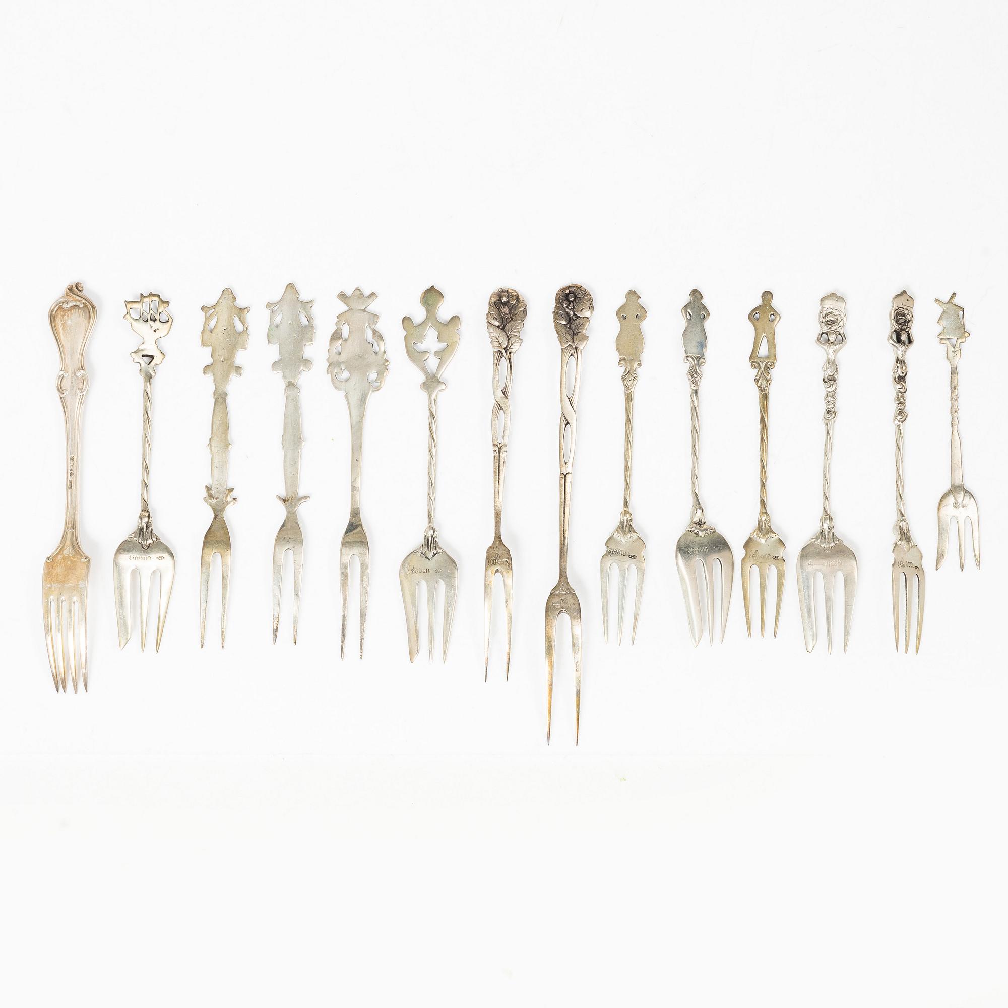 Cutlery, 30 pieces, silver, including Sweden, 19th century.