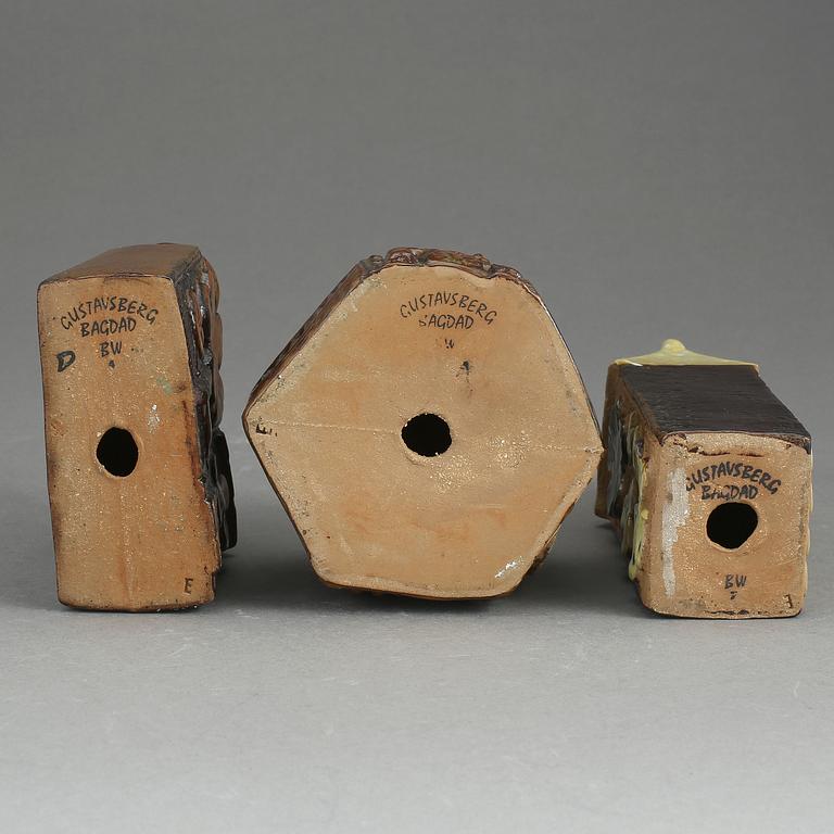 PARTI STENGODS, 3 delar. Bertil Vallien, Gustavsberg, "Bagdad", 1960-70-tal.