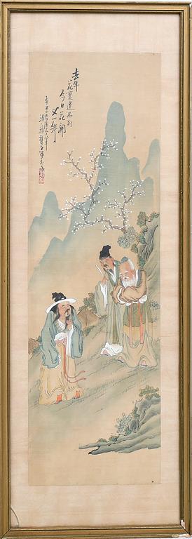 Shanghai School, 3 pieces, first half of the 20th century, Landscape with Figures.