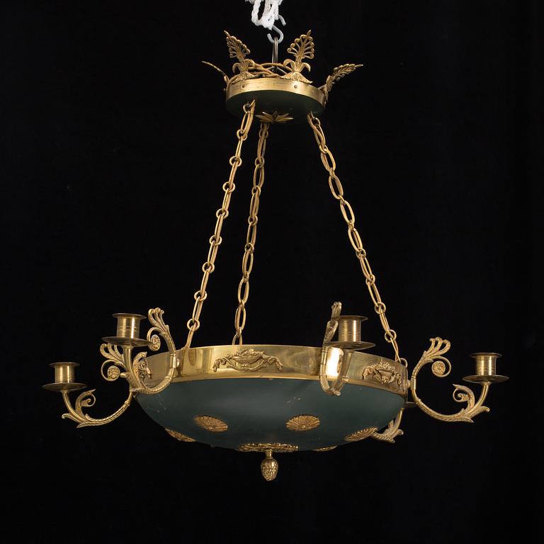 An empire style ceiling lamp, about 1900.