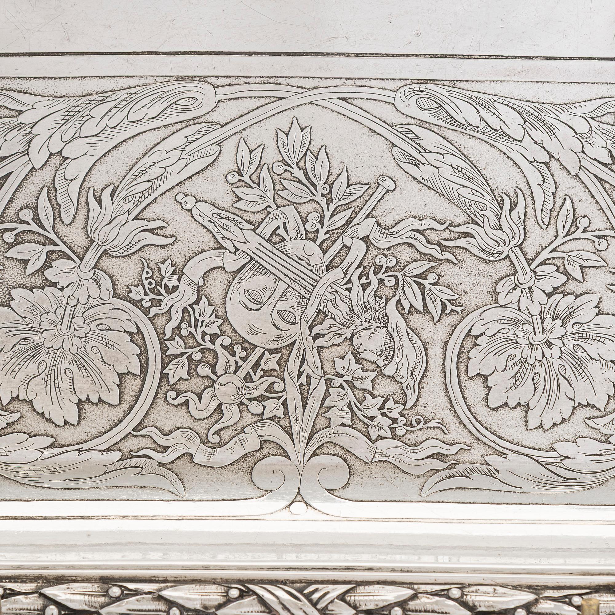 A French silver tray, maker's mark of Charles Mérite, before year 1892.