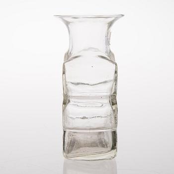 A vas and four candle holders/ vases in glass from Riihimäen Lasi, Finland 1970s.