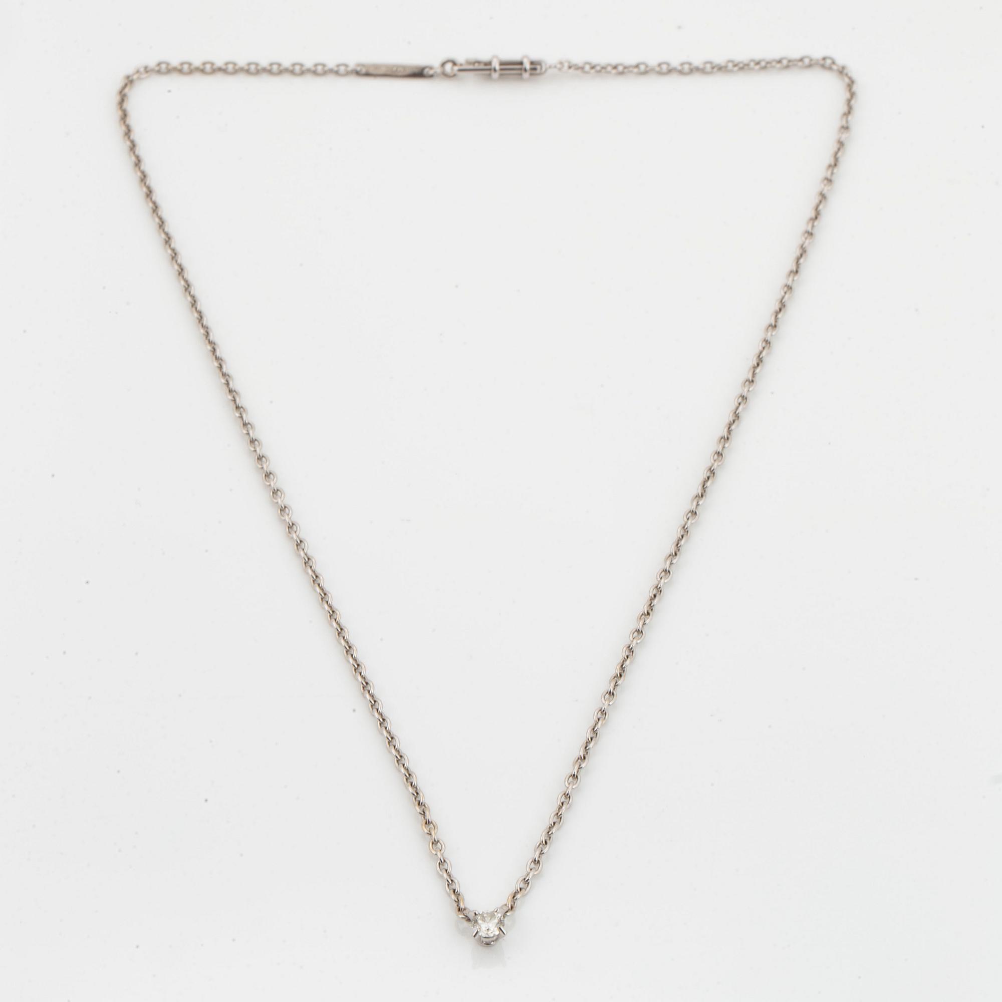 CARTIER, Collier med briljantslipad diamant, med etui, box och certifikat.