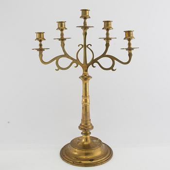 Candelabra, brass, a pair, Art Nouveau, early 20th century.