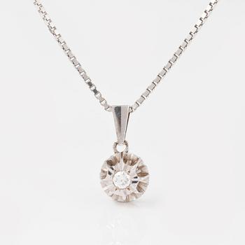 HÄNGE, 18K vitguld med briljantslipad diamant 0.20 ct. Vikt 8 gram.