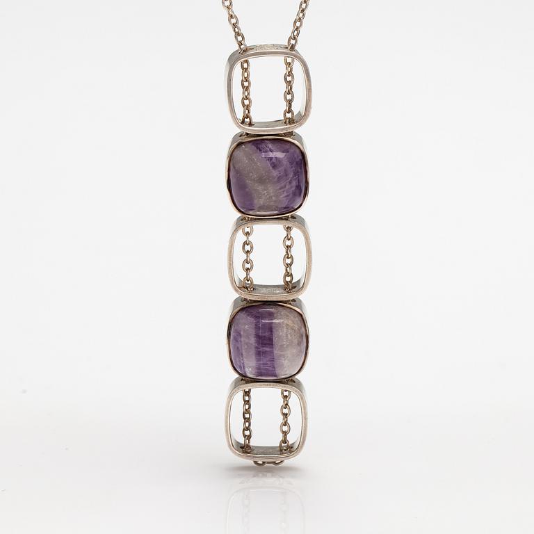 Elis Kauppi, A silver and amethyst necklace. Kupittaan kulta, Turku.