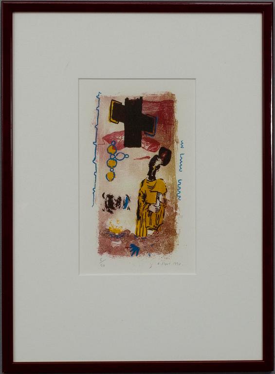 JEAN-MICHEL ALBÉROLA, litografia, signeerattu fecit ja päivätty 1990, numeroitu 5/50.