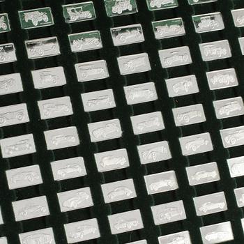 MINIATYRPLAKETTER, 100 st, sterlingsilver, Franklin Mints, 1900-talets fjärde kvartal.