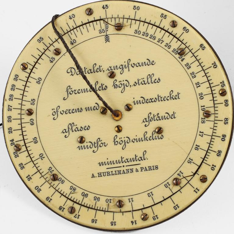 PEJLINSTRUMENT, A. Hurlimann Ponthus & Therrode, Paris, Frankrike, 1900-talets början.