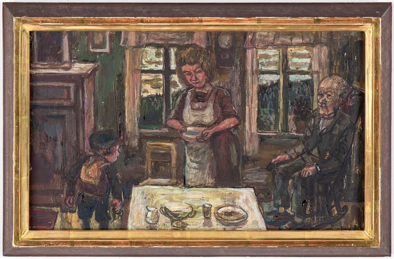 OLLE NORDBERG, olja på pannå, signerad.