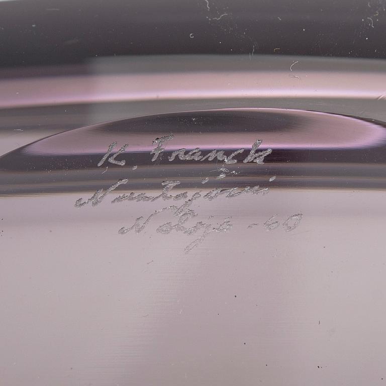 Kaj Franck, a 'Lancet' glass sculpture signed K. Franck Nuutajärvi Notsjö -60.