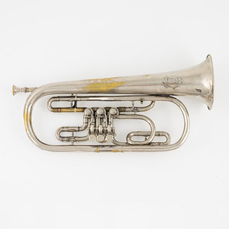 A brass Horn, Bruno Klemm, 20th Century.