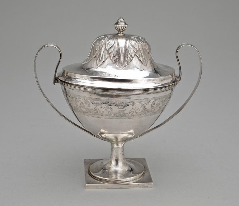 SOCKERSKÅL, silver, sengustaviansk, Stephan Westerstråhle, Stockholm 1809 Totalvikt ca 399 g.