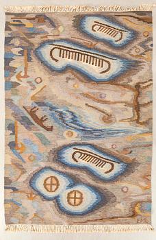 Rug flat weave signed EML (Edvin & Magnhild Lundsten) approx. 292x194 cm.