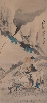 951. Målning, oidentifierad konstnär, akvarell och tusch på papper, Qingdynasty, 1800-tal.