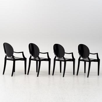 4 'Louis Ghost' chairs by Philippe Starck, Kartell.