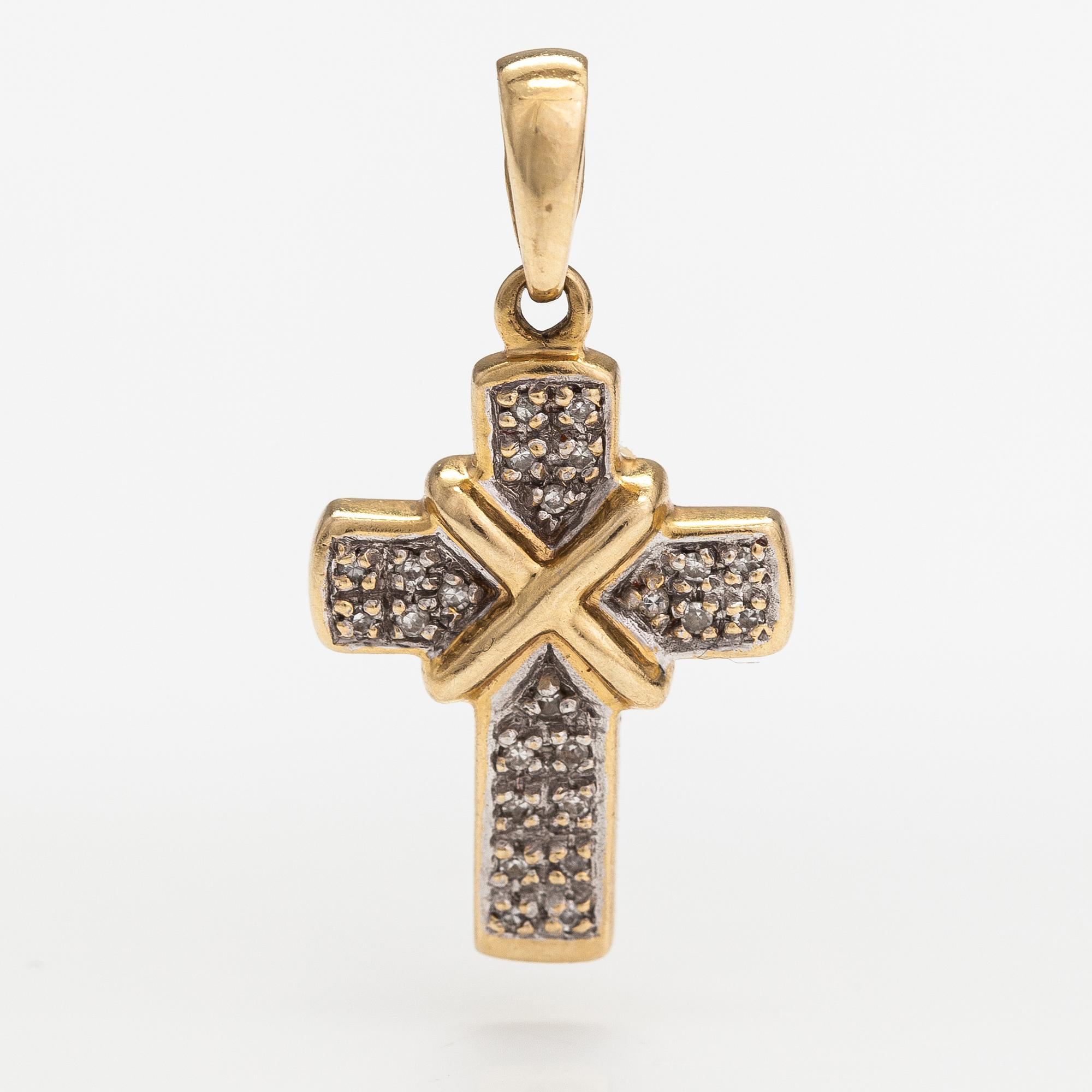 Hänge, 14K guld, diamanter 0.12 ct tot enl gravyr.