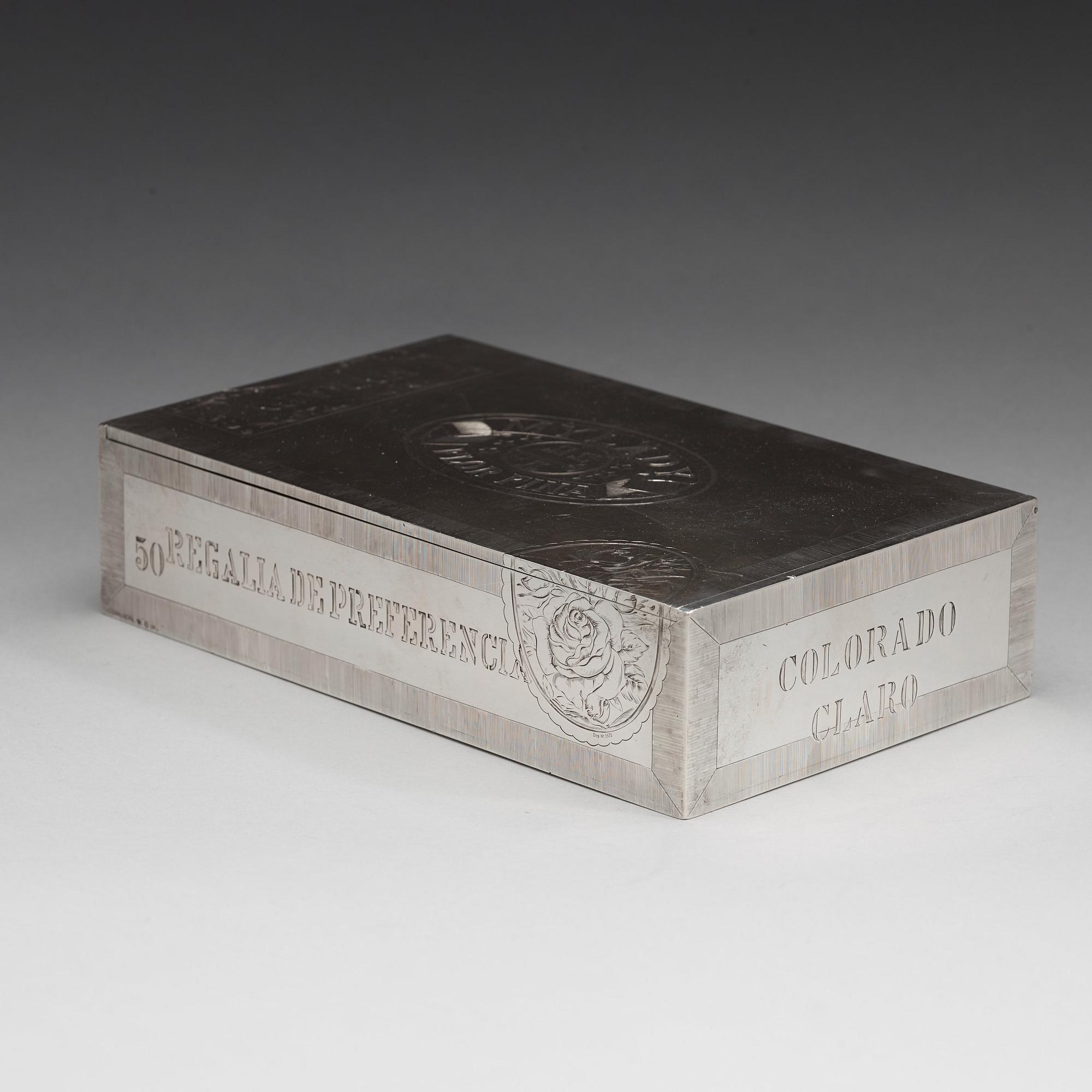 C G HALLBERG, Stockholm 1908, cigarrskrin, silver.