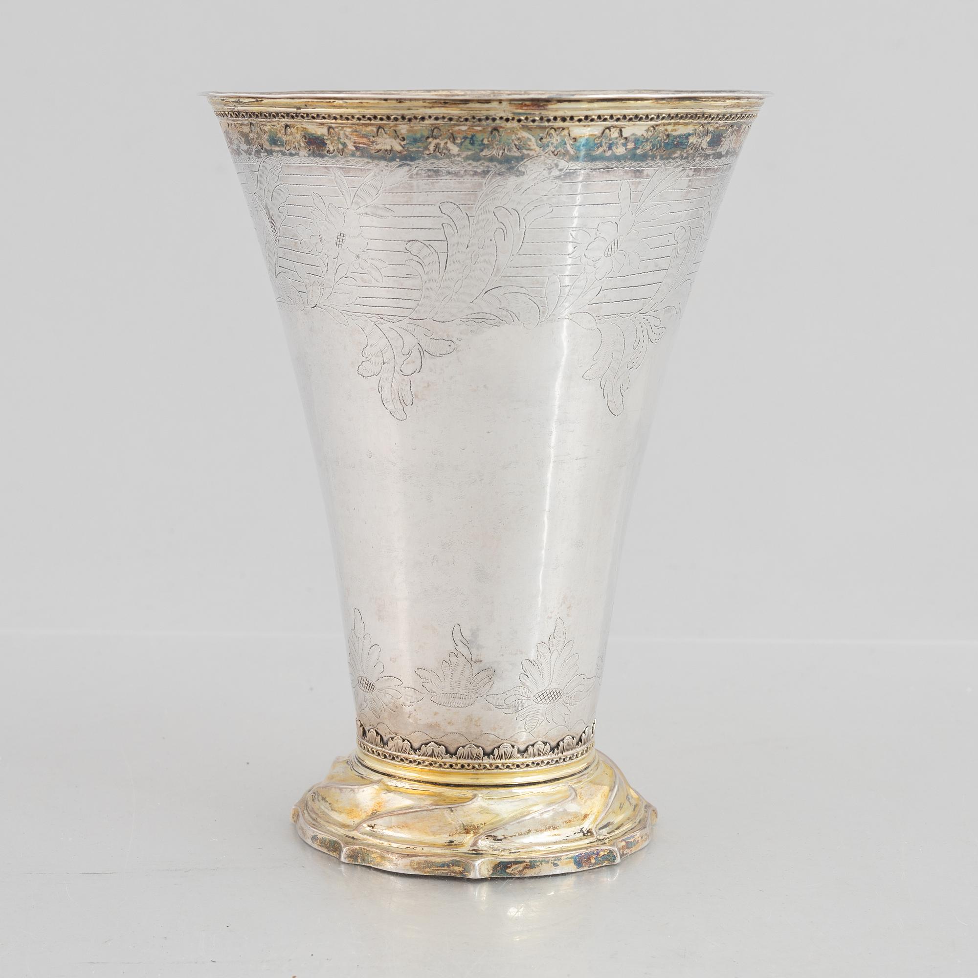 A Swedish parcel-gilt silver beaker, mark of Nils Grubb, Hudiksvall 1781.