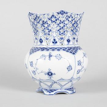 A blue and white "Blue Fluted Full Lace" porcelain vase, Royal Copenhagen, model 1124, post 1923.