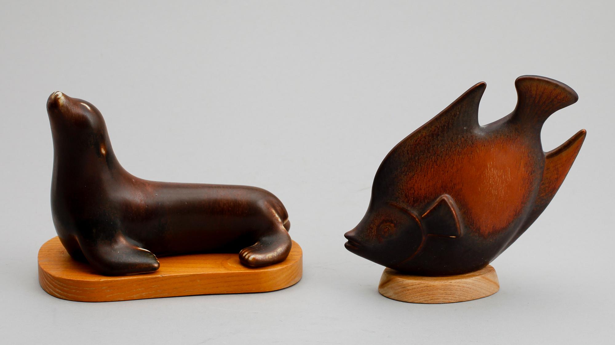 FIGURER, 2 st, stengods, Gunnar Nylund, Rörstrand.