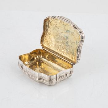 A French 18th century parcel-gilt silver snuff-box.