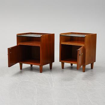 A pair of mahogany bedside tables, mid 20th Century.
