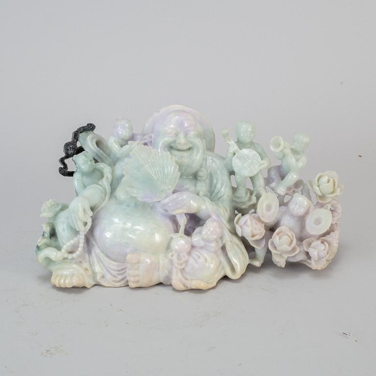 Four Chinese stone sculptures, one rose quartz, 20th century.