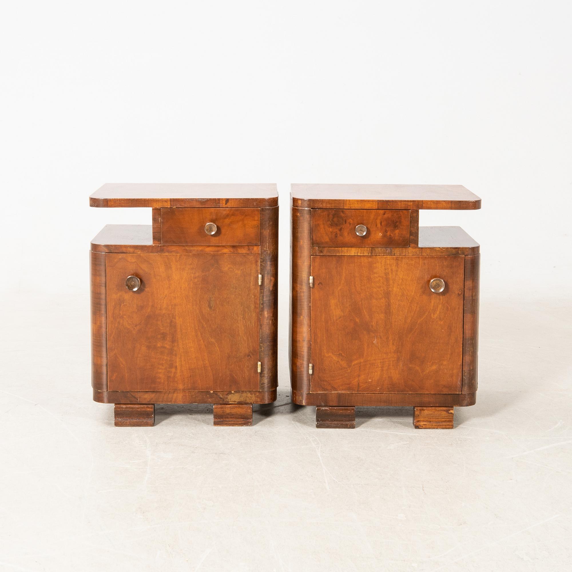 Sängbord, ett par, Art Deco, 1900-talets första hälft.