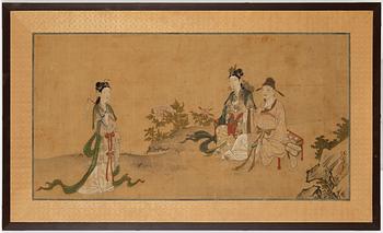 Målning, akvarell och bläck på siden, troligen Korea, 1900-tal.